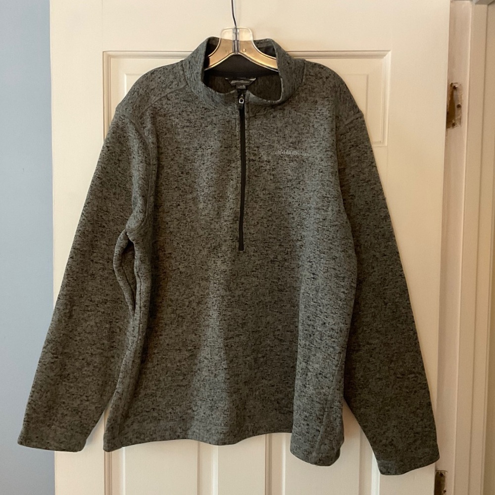 Eddie Bauer Mens 1/4 Zip Pullover Sweater Charcoal Gray XL Outdoor Hiking